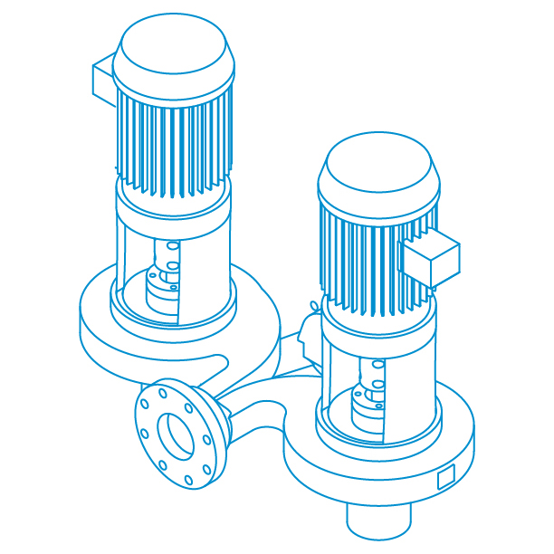 4312 Vertical In-Line (VIL) Twin Pumps - LineDrawing