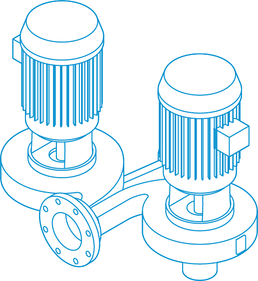 4392 Vertical In-Line (VIL) Twin Pumps - LineDrawing